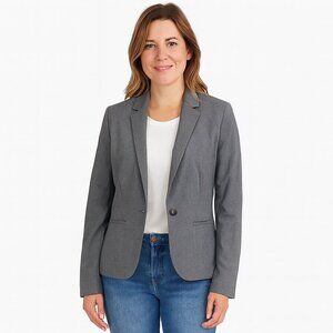 Ann Taylor Light Gray 1-Button Blazer Jacket Size 10